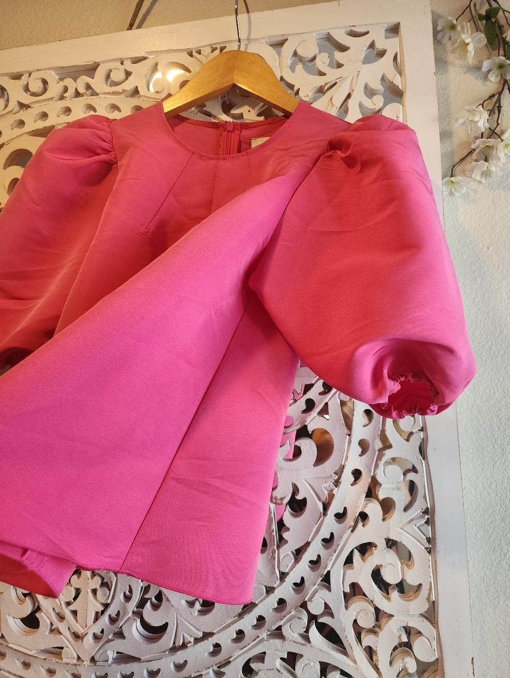 AVN PUFF SLEEVES CREW NECK PINK TOP 38 MADE IN ITALY - Picture 11 of 16